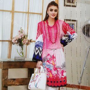 Small/36 Mirror-Embroidered Lawn Kurti/Kameez/Tunic/Top Tawakkal Brand Pakistani